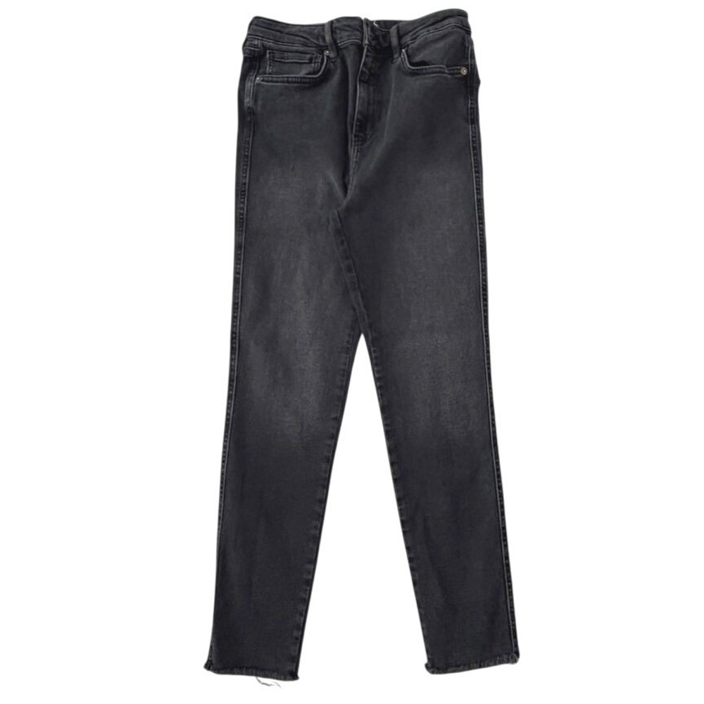 We The Free Free People High Rise Skinny Jeans Washed Black Raw Hem Size 30